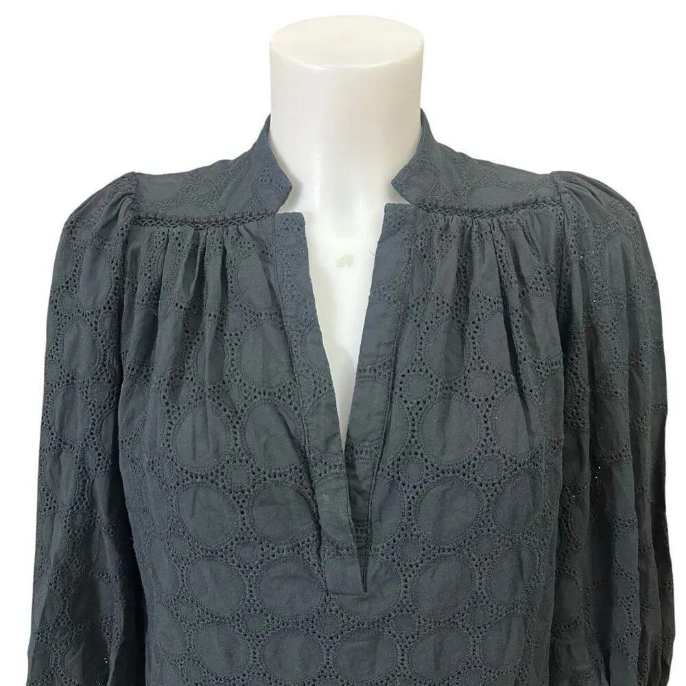 Joie Olive Women's Caviar V-Neck Buttoned Cuffs Eyelet Mini Dress size XS - Picture 3 of 8
